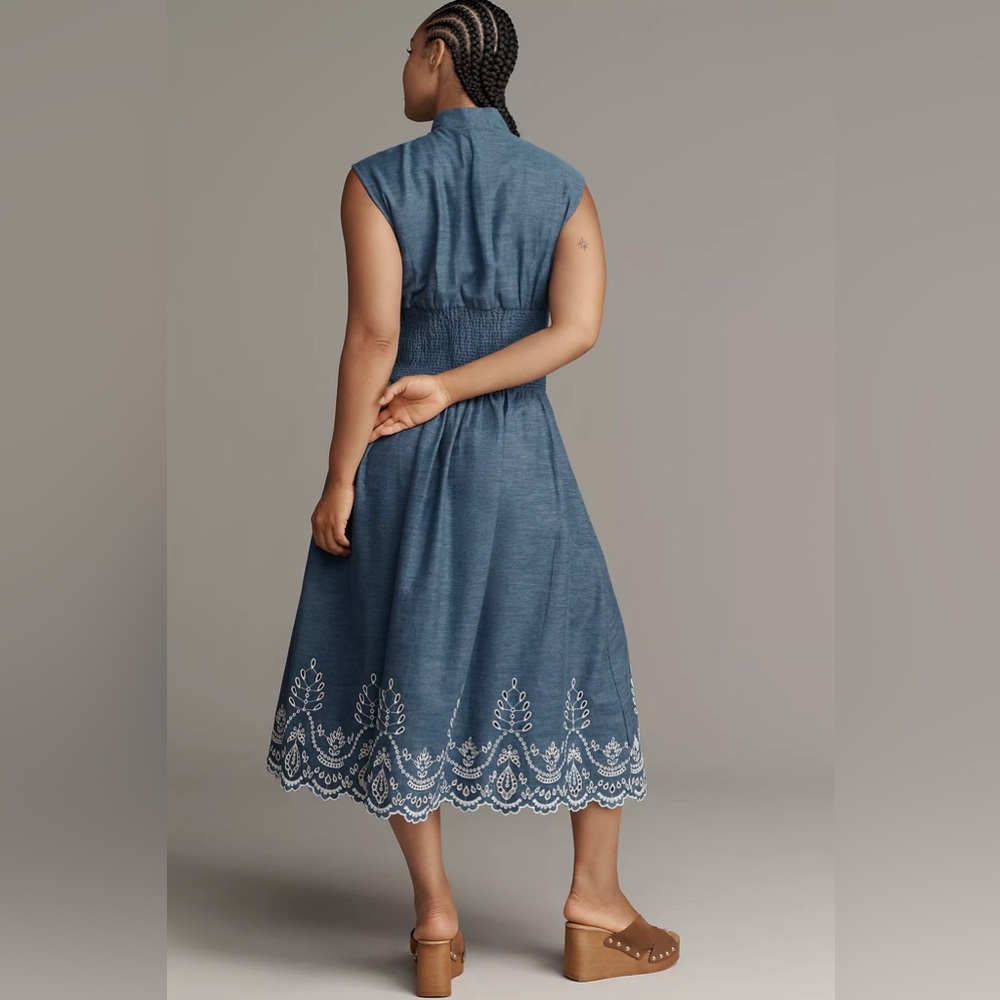 NWT! Anthropologie The Tommie Denim Eyelet Trim Dress - Size XS 5️⃣ - Picture 7 of 9